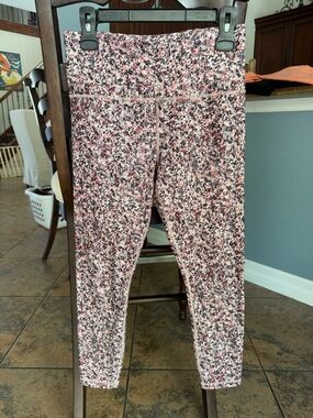 Athleta Elation 7/8 Tight - Pink Speckled High-Waist Leggings